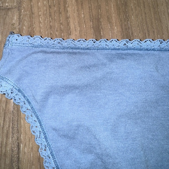 VICTORIA SECRET BLUE ALPINE ANGEL HIGH WAIST LACE TRIM COTTON BIKINI PANTY LARGE - Picture 6 of 13